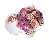 Pink Roses Teacup Bouquet, picture